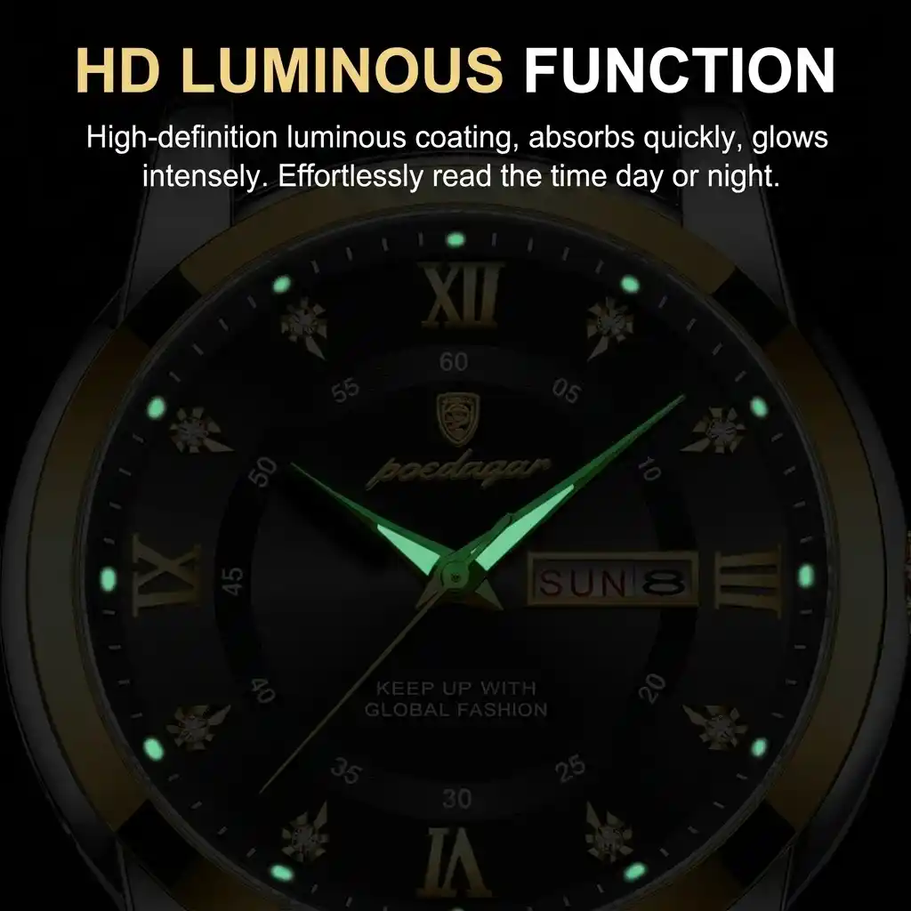 POEDAGAR 936 watch luminous hands readable in the dark | লুমিনাস হাত
